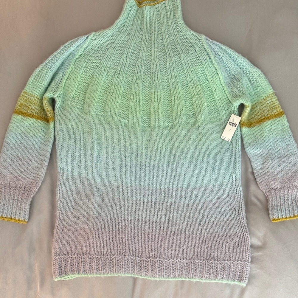 Anthropologie Mint and Lavender Turtleneck Sweater